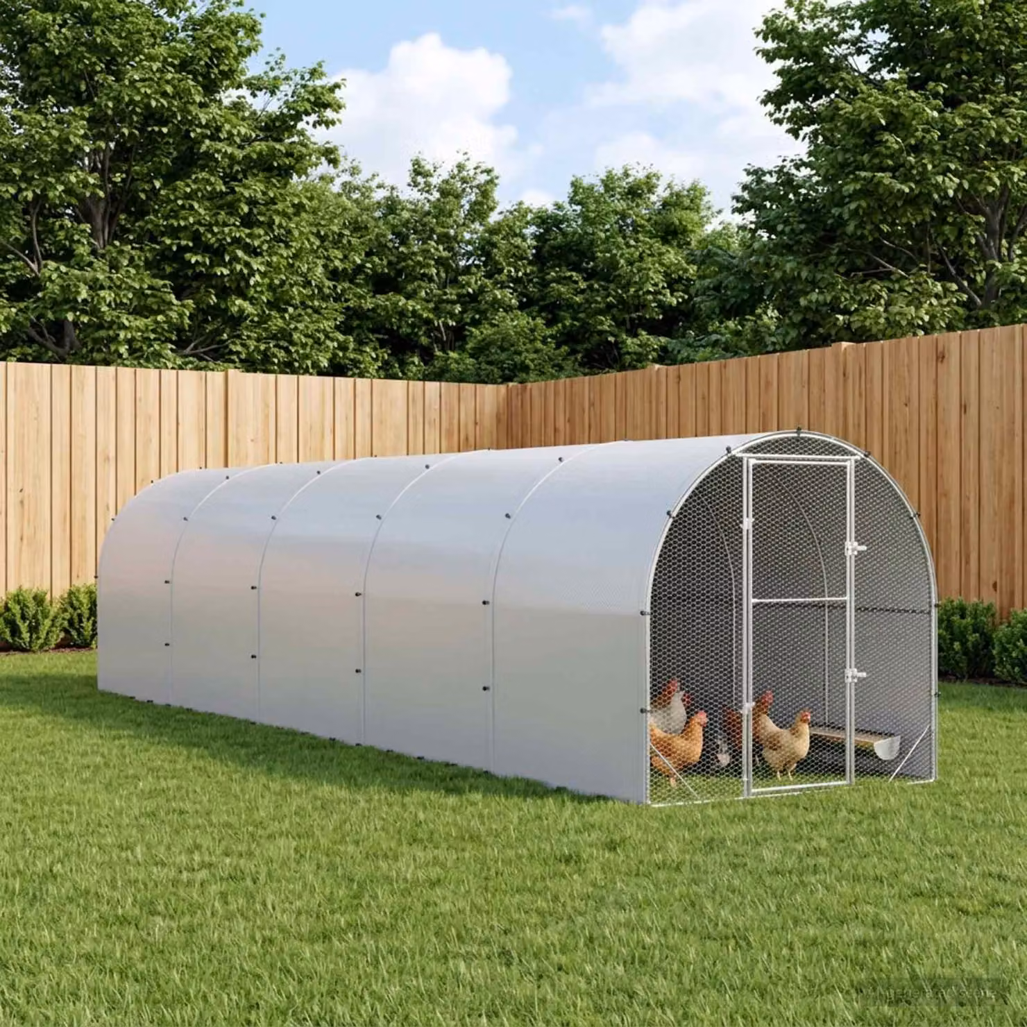vidaXL Pollaio Argento 1000 x 200 x 200 cm Acciaio zincato