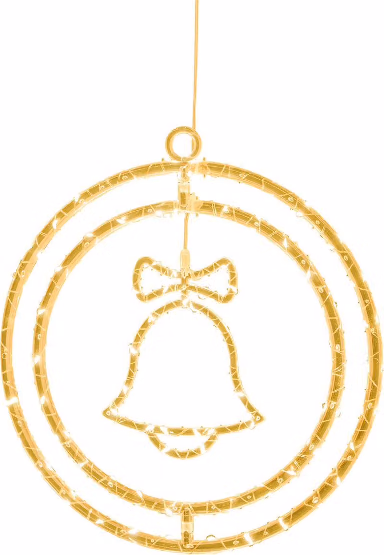 Decorazione MagicHome Natale, Campana, plastica, 80xLED bianco caldo, 32.5x36 cm, 3xAA