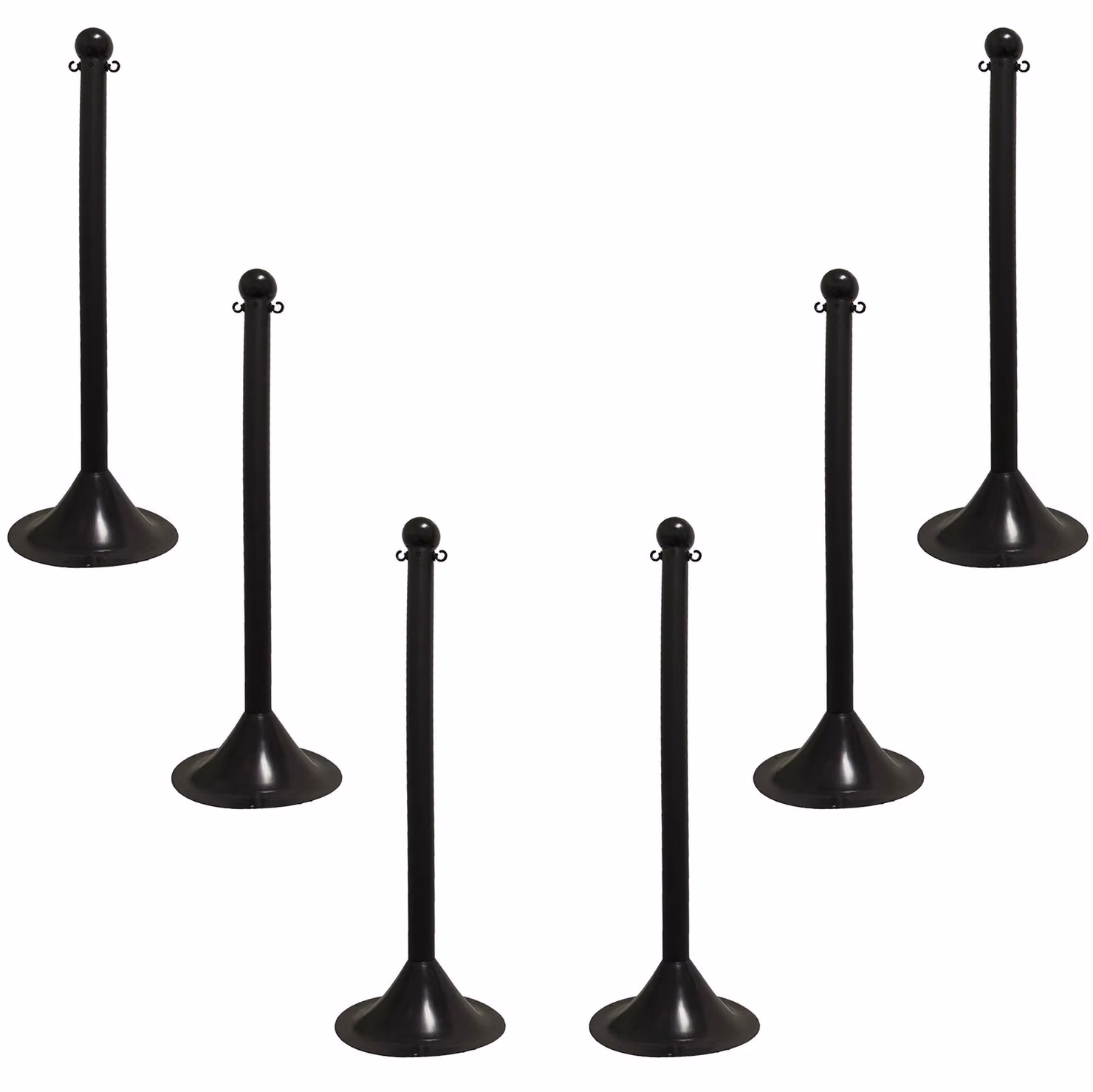 Catena di pali, diametro 5,1 cm, 6 pezzi, colore nero, materiale plastico
