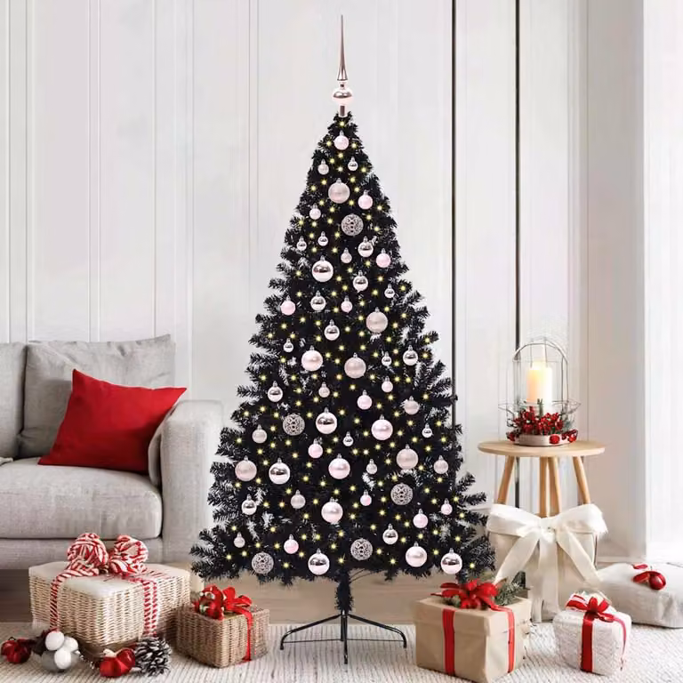 Maison Exclusive - Albero di Natale artificiale preilluminato Nero 180 cm PVC
