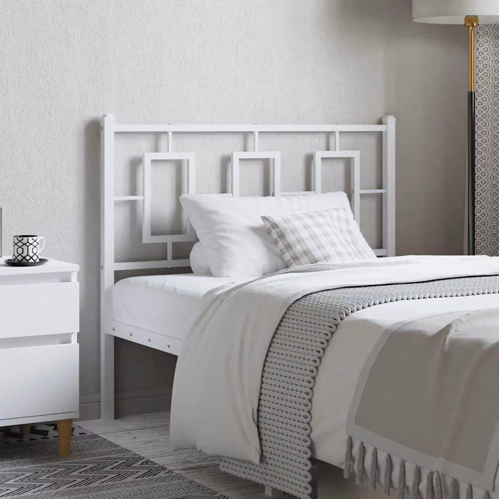 Testiera di ricambio vidaXL in metallo bianco con design geometrico classico per letto 100x200 cm