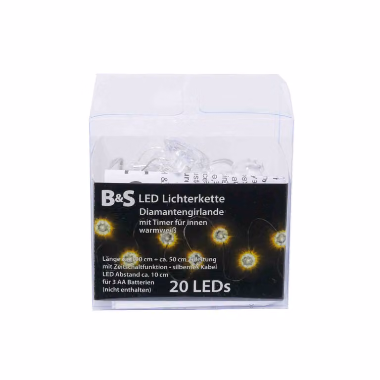 Luci di fata 20 LED ghirlanda di diamanti funzione timer per interni