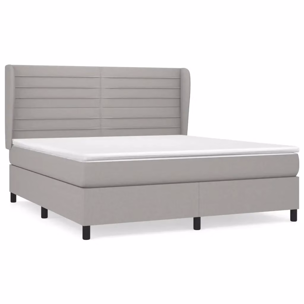 vidaXL Giroletto a Molle con Materasso Ibrido in Tessuto Grigio Chiaro e Bianco L/P/H: 160 x 200 cm – 2