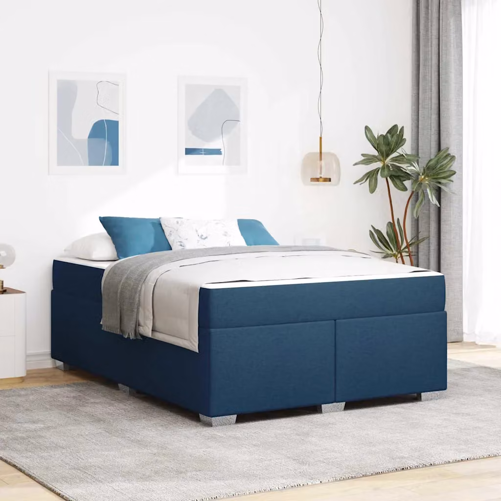 Struttura del letto con materasso vidaXL in tessuto blu, L/P: 140 x 200 cm – 1