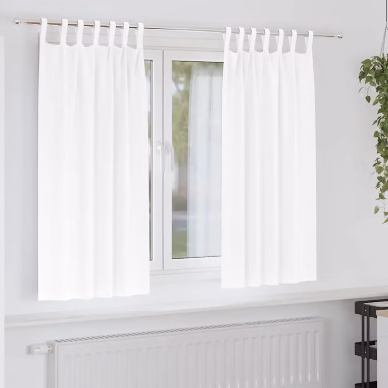 Set di 2 tende blackout vidaXL con anelli in poliestere, colore bianco, L: 175 cm x H: 140 cm