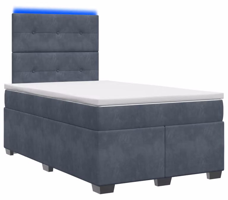 Letto a molle con materasso grigio scuro 120 x 190 cm in velluto