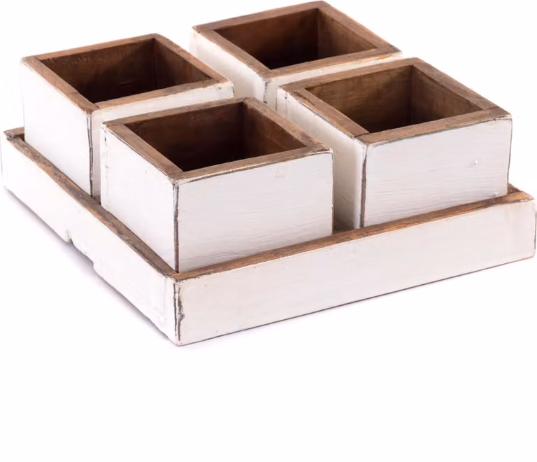 SCATOLA IN LEGNO "CUBO" | 24x9 cm (LxA), mogano | set di scatole | colore: 06 bianco-casa di campagna