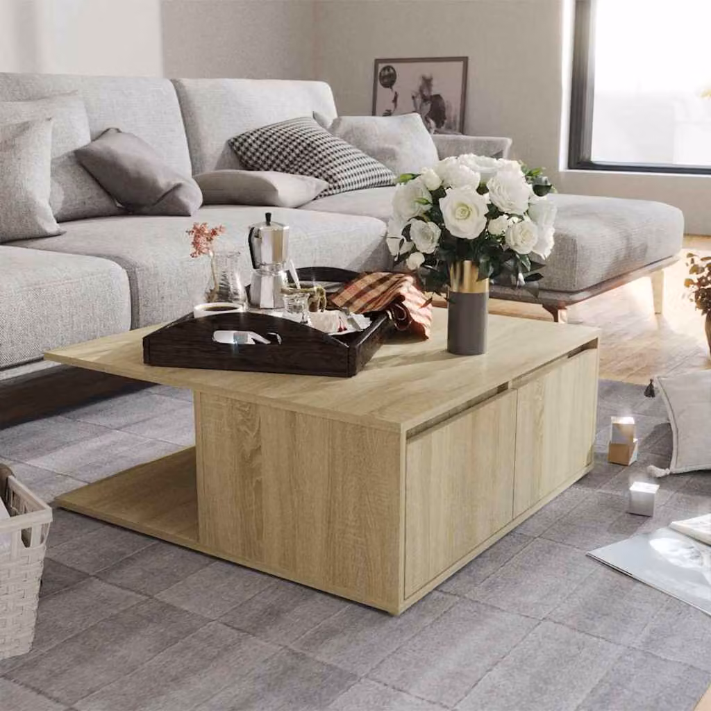 Tavolino da salotto vidaXL in legno Rovere Sonoma, L 80 x P 80 x H 31 cm