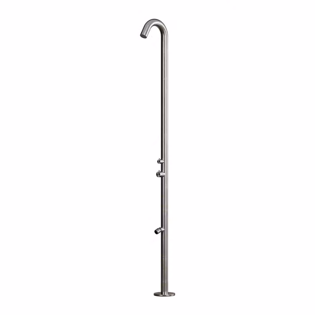 Doccia per piscina esterna MPC in acciaio inox satinato 316 con miscelatore calda-fredda, deviatore e getto lavapiedi MX1002-INOX color argento – 2