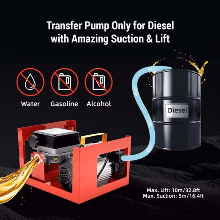 Pompa di trasferimento diesel - Gruppo elettrico autoaspirante da 550 W - 60 litri/minuto - 2800 giri/minuto