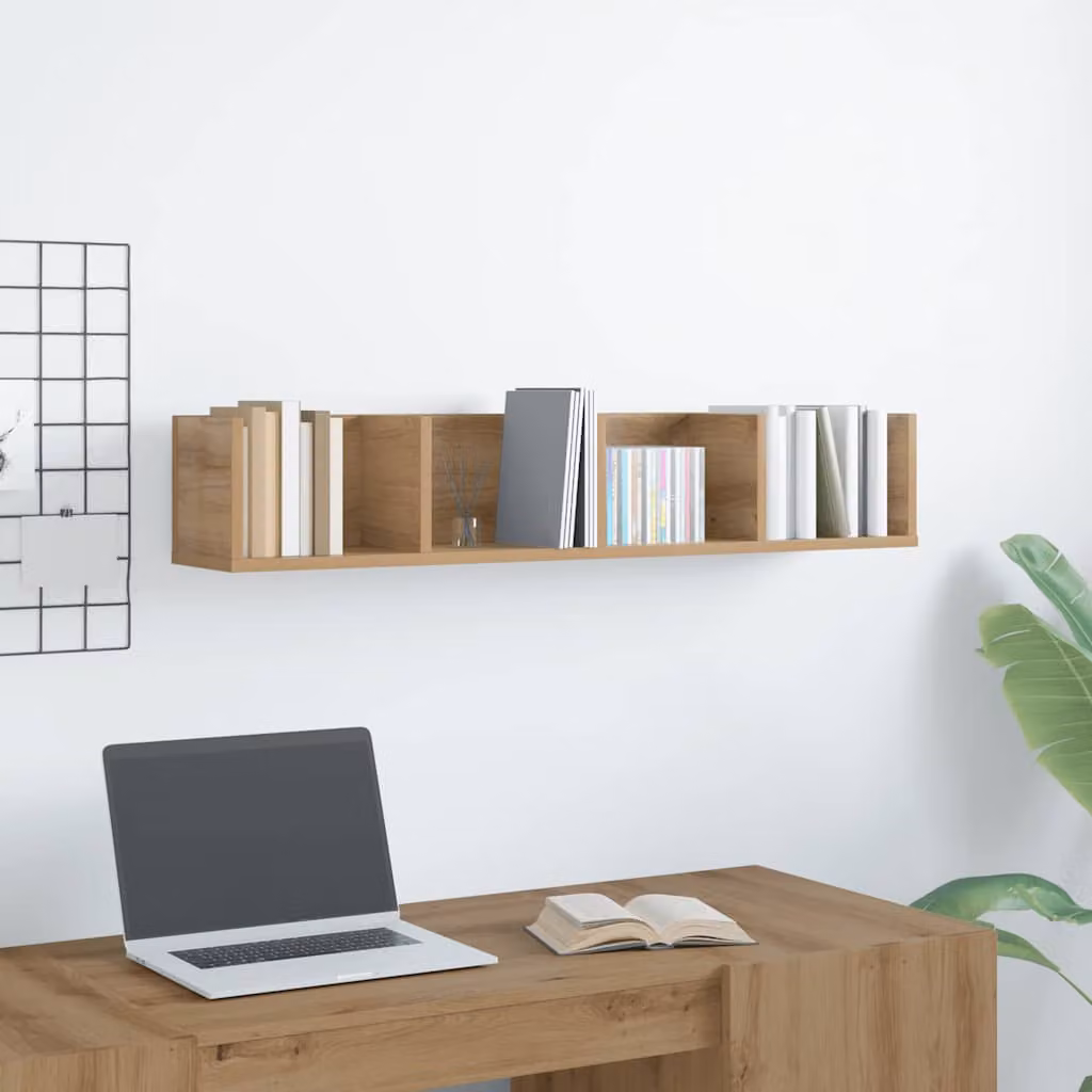 Mensola a muro artigianale vidaXL in legno marrone L 100 cm x P 18 cm x H 18 cm