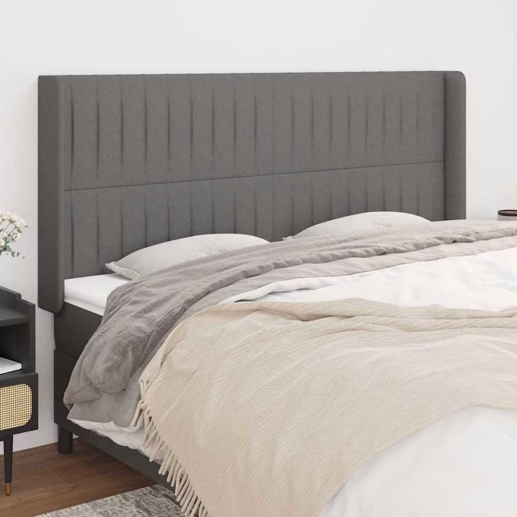 Testiera ad orecchio vidaXL in tessuto grigio scuro L: 183 cm, P: 16 cm, H: 118/128 cm