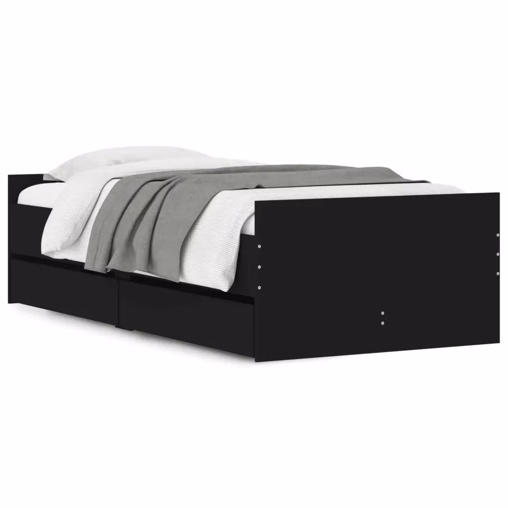 Giroletto con cassetti vidaXL nero in legno MDF L: 90 cm, P: 193 cm, H: 50 cm – 2