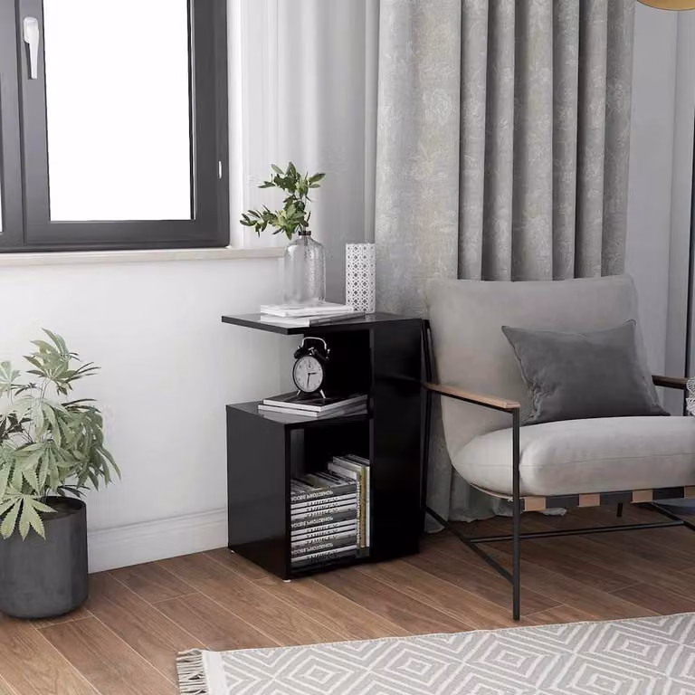 vidaXL Tavolino Moderno Nero in Legno e MDF L: 36 cm, P: 30 cm, H: 56 cm