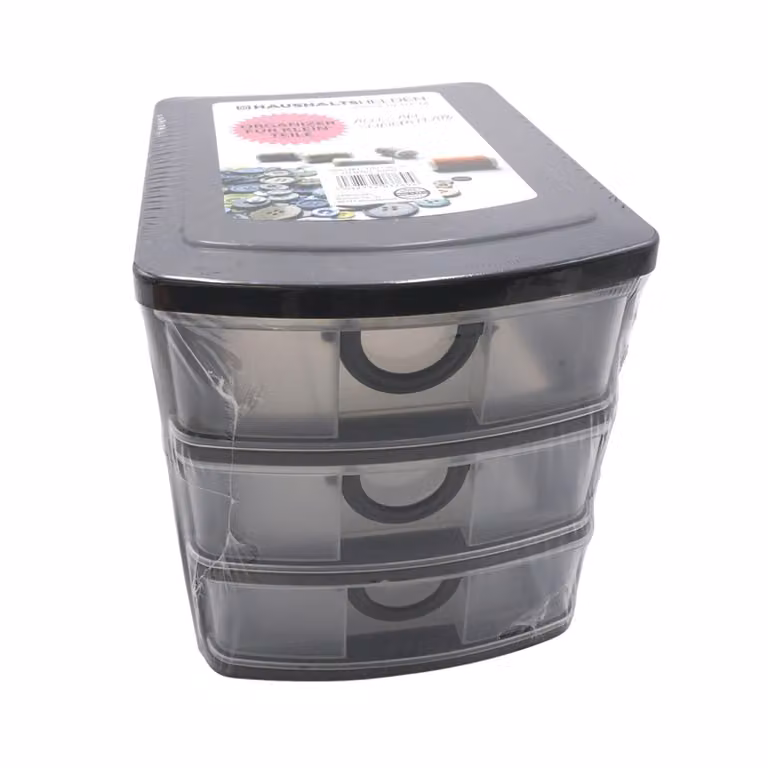 Cassettiera in plastica 19 x 14,5 x 16 cm, 3 cassetti, organizer, impilabile, contenitore per oggetti vari