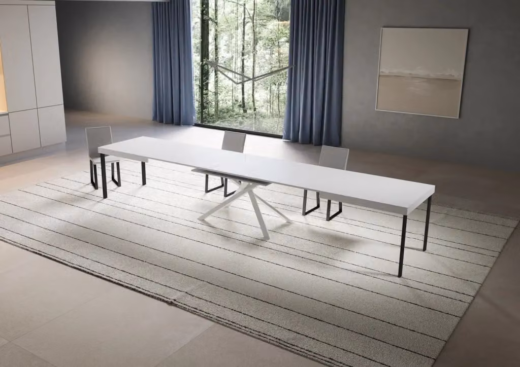 Tavolo allungabile Niketis bianco frassino con gambe bianche L/P/H: 90 x 180/440 cm – 2