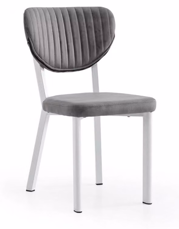 Sedia grigia, comoda, morbida, in tessuto e metallo, moderna, confortevole, elegante