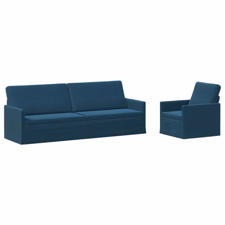 Set di 2 divani moderni vidaXL in velluto blu con struttura in metallo per il tuo soggiorno