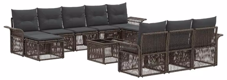 Set Divano da Giardino 11 pcs Grigio polyrattan