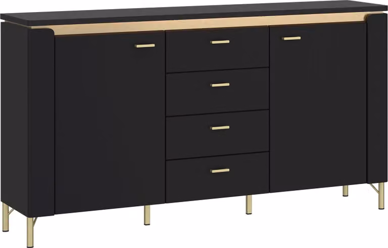 Cassettiera Norica LAZK02 - 2D4S Nero opaco Oro