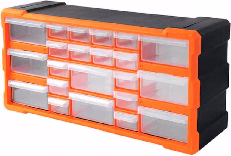 Organizzatore modulare da parete per garage con 18 cassetti