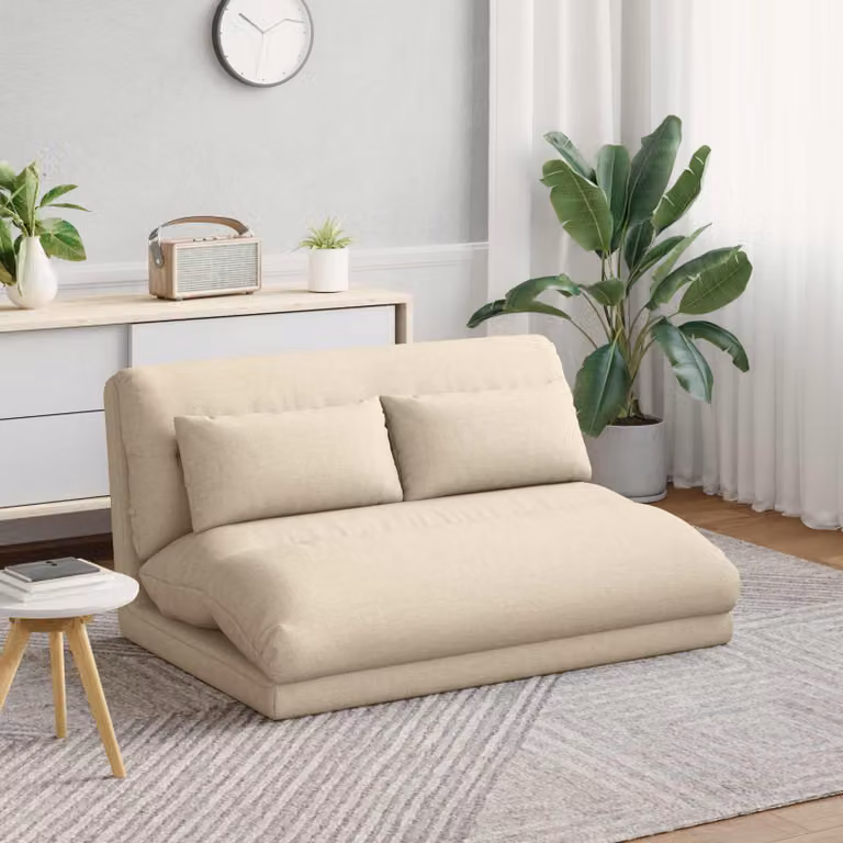 Sedia a pavimento regolabile vidaXL in tessuto beige per adulti