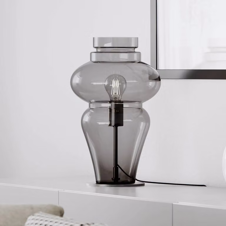 By Rydéns Lampada da tavolo Dolores, Alluminio / Grigio / Zincato, Soggiorno / Sala da pranzo, Vetro, Scandinavo, Lampada da tavolo