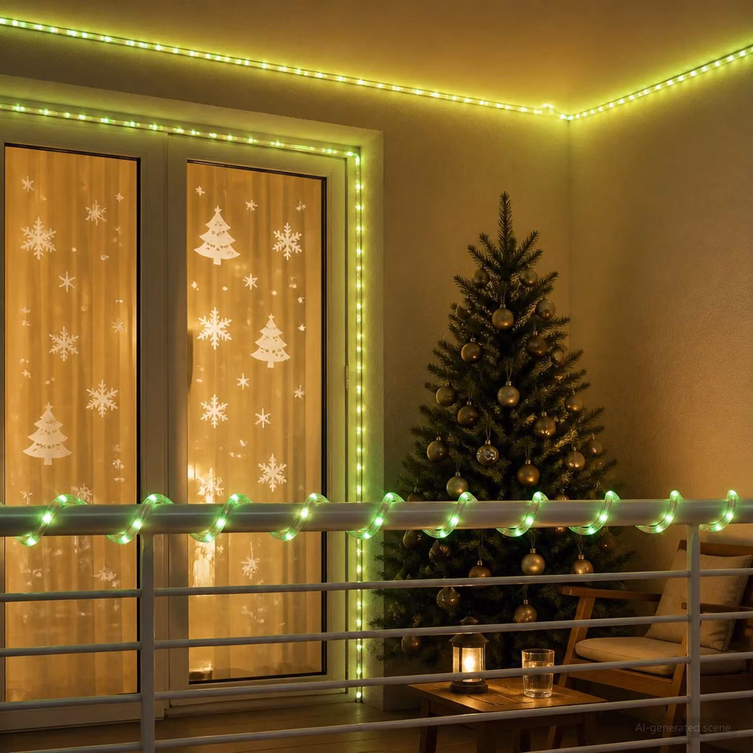vidaXL Tubo luminoso LED natalizio verde e trasparente, 1200 LED, 50 m