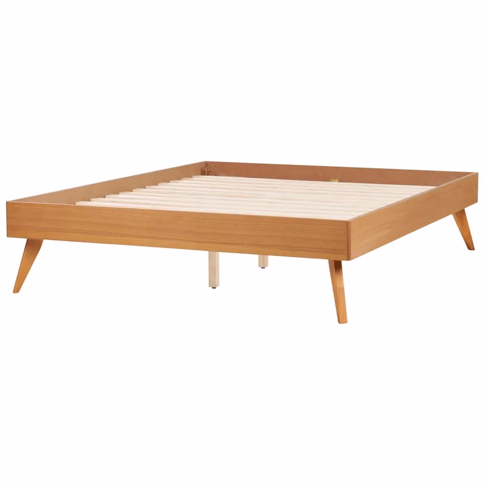 Letto Beliani in frassino naturale marrone con rete a doghe elastiche in stile scandinavo L/P/H: 200 x 140 x 38 cm – 2