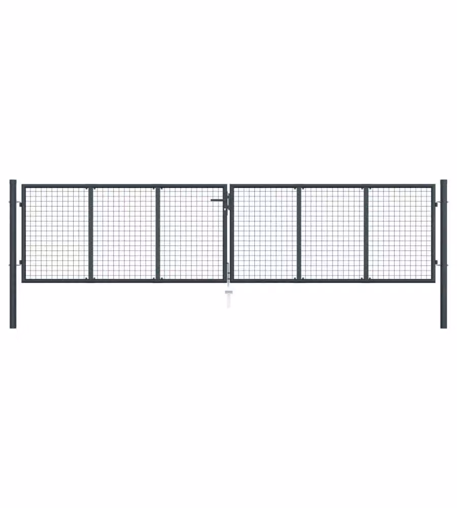Cancello per Giardino in Acciaio Zincato 400x150 cm Grigio  145777