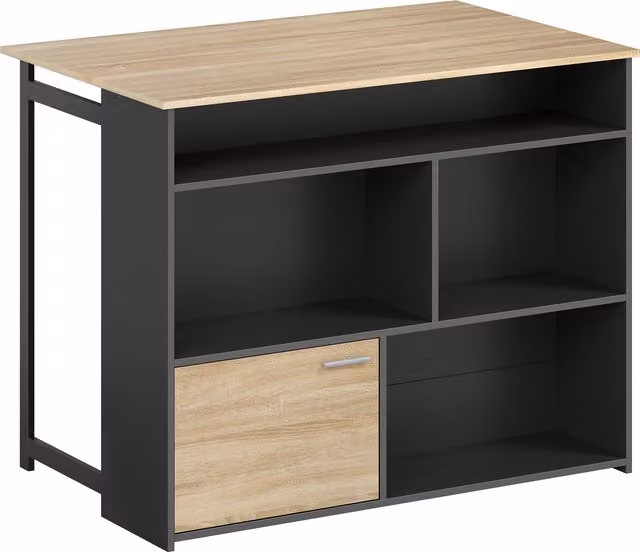 HOMCOM Tavolo da bar estensibile con ribaltina, tavolo alto da cucina, 1 armadietto e 4 scomparti aperti, 116x79,6x90,5cm, nero   Aosom Italy