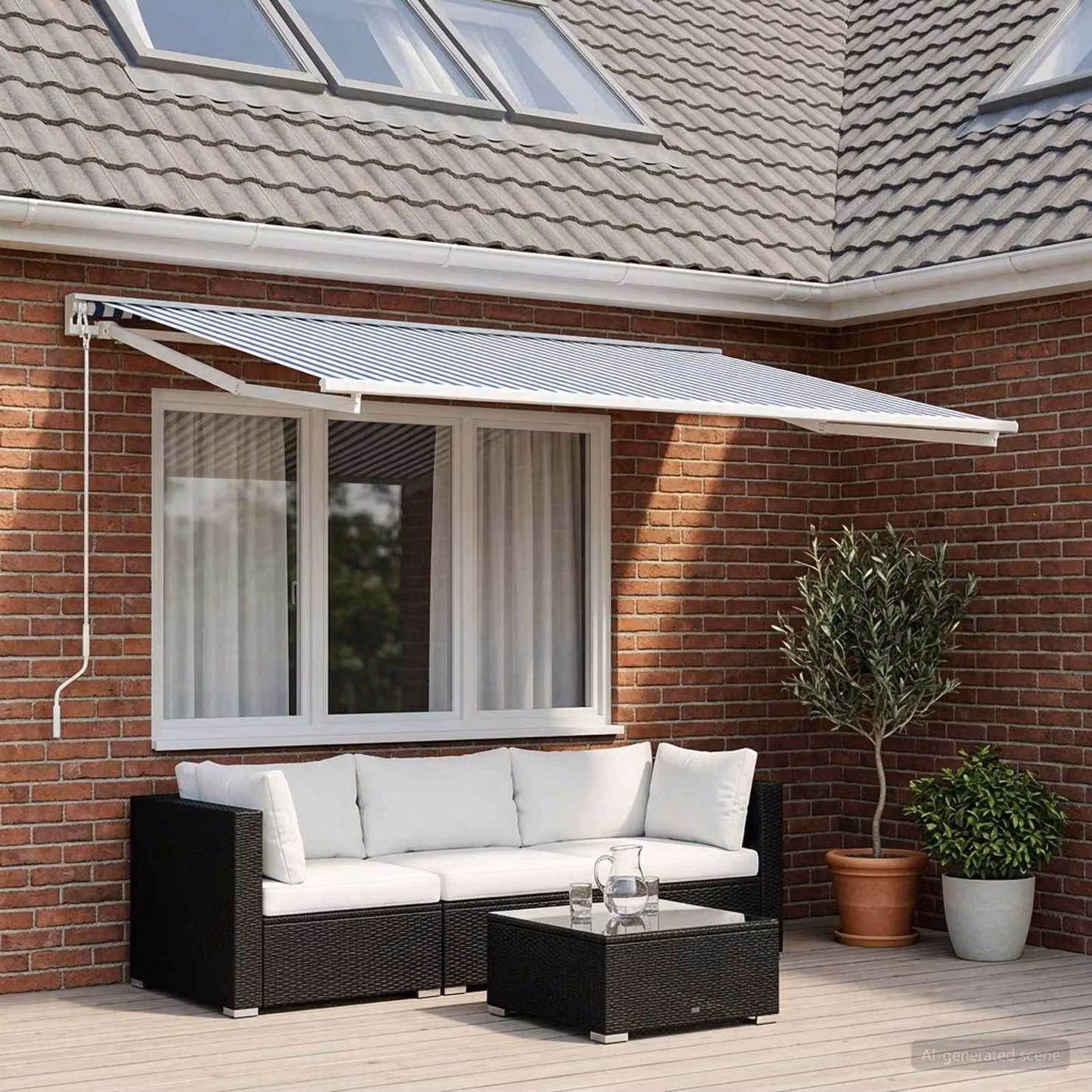 Maison Exclusive - Tessuto di ricambio per tende da sole, blu e bianco, 400 x 300 cm, in poliestere