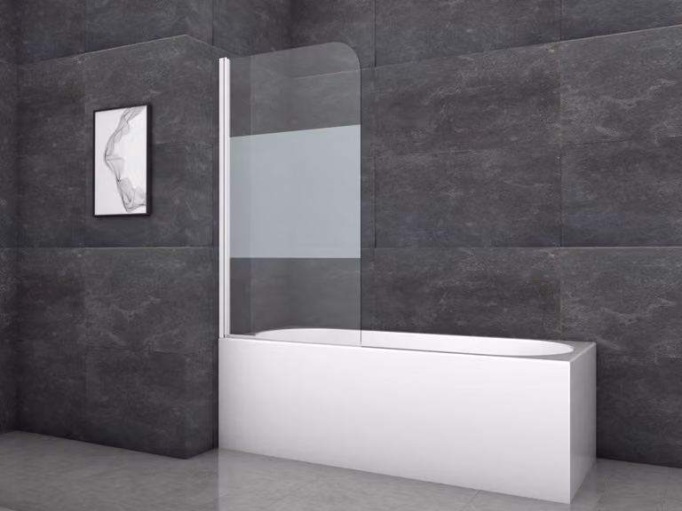 MARWELL Schermo pieghevole per vasca da bagno White Glow - 140x80cm - Schermo doccia per vasca da bagno bianco - Box doccia