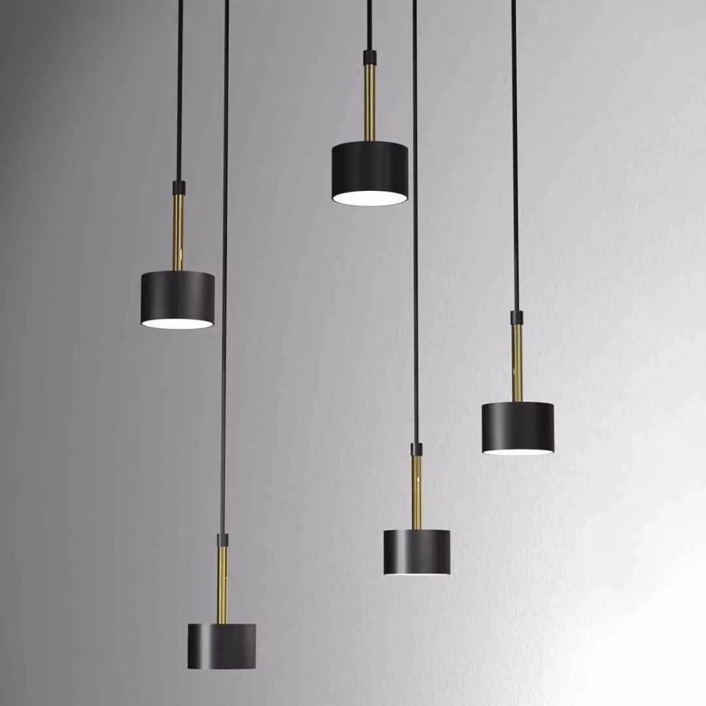 Lampadario sospeso Milagro Arena nero e ottone con 5 luci, diametro 44 cm – 2