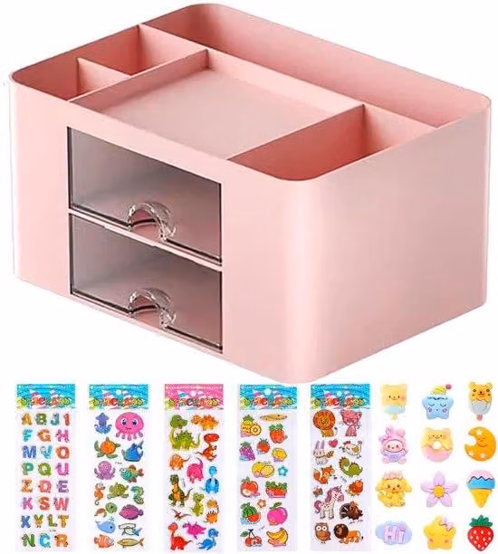 Organizer da ufficio multifunzionale - Salvaspazio e pratico - 1 pezzo - Rosa