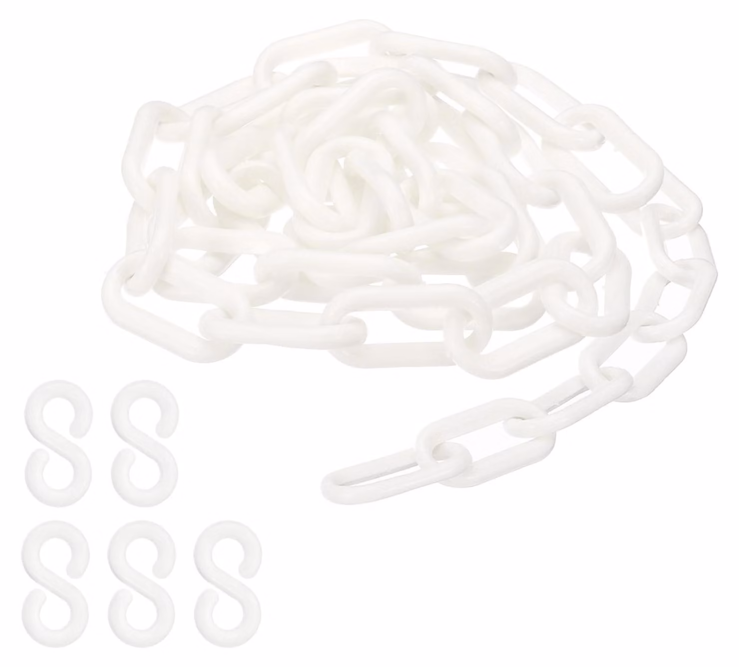 Catena in plastica, con 3 supporti, bianca, 6 mm, per delimitazioni e deviazioni del traffico