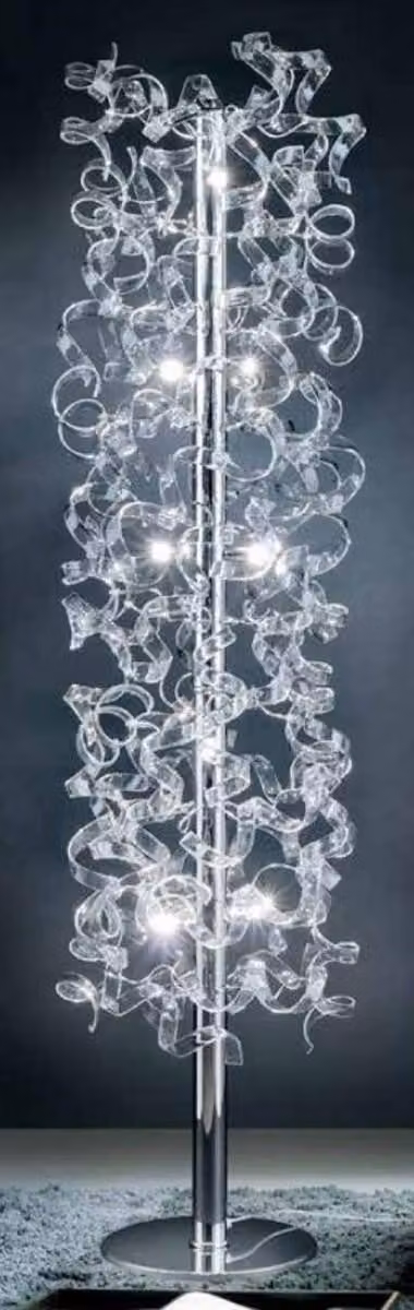 Casa Padrino lampada da terra LED argento Ø 40 x H. 170 cm - lampada da terra per soggiorno con 60 elementi in vetro - lampada da terra per hotel - qualità -  Italy