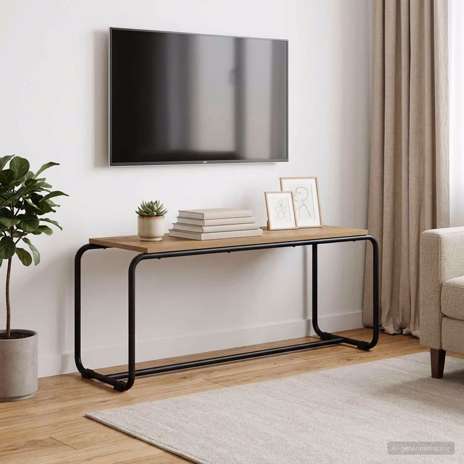 vidaXL Supporto TV Moderno in Rovere e Metallo, Marrone, L 98 x P 35,5 x H 42 cm