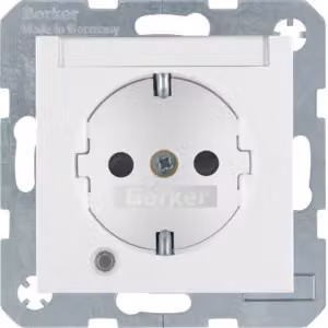 Berker 41101909 Presa SCHUKO con LED di controllo e campo di etichettatura, bianco polo opaco, Berker S.