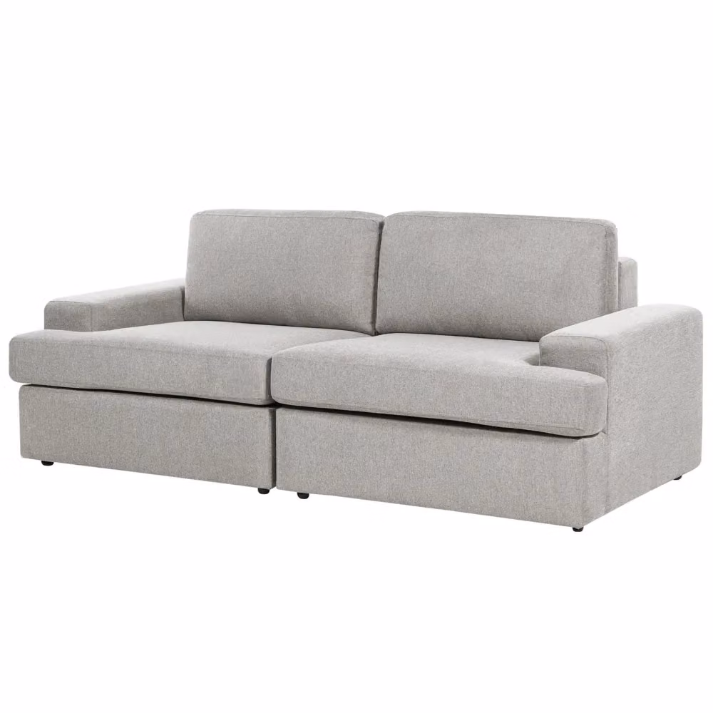 Divano Classico Beliani a 3 Posti in Tessuto Grigio con Struttura in Legno per Soggiorno L: 208 cm, P: 86 cm, H: 62 cm – 2