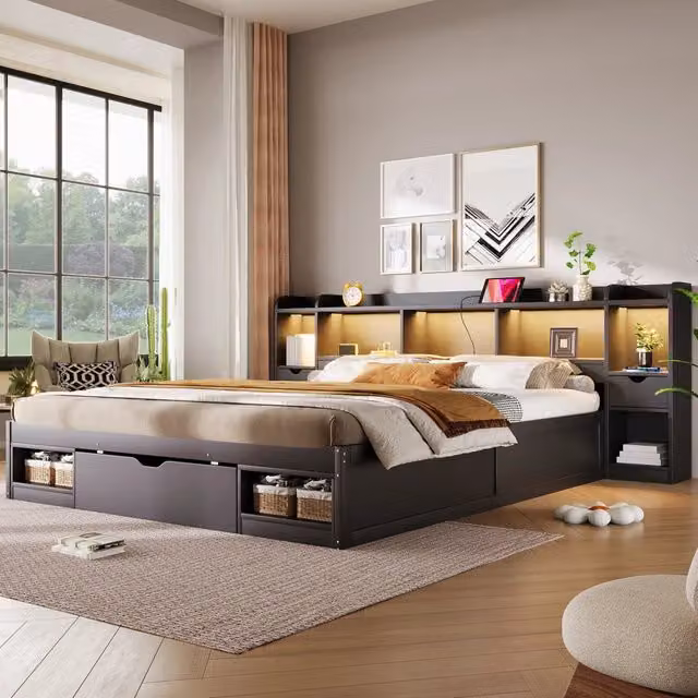 letto a piattaforma mdf compensato nero 180 x 200 cm
