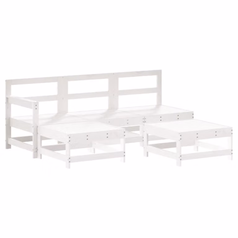 Set Salotto da Giardino 5 pz Bianco in Legno Massello di Pino