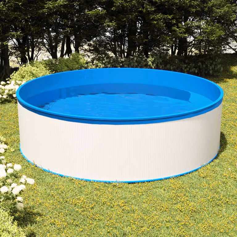 The Living Store Piscina per bambini con skimmer sospeso e pompa 350x90 cm Bianco