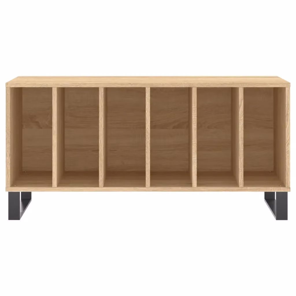 Mobile portadischi in stile industriale HELLOSHOP26 in legno composito rovere Sonoma e metallo, colore marrone, L: 100 cm, P: 38 cm, H: 48 cm – 2