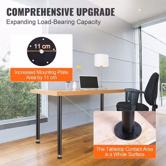 Gambe regolabili per tavolo, altezza 76 cm - acciaio, capacità di carico 544 kg - montaggio rapido, adatte per cucina, banco da lavoro, facili da spostare, colore nero