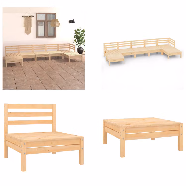 vidaXL 7 pezzi set salotto da giardino pino massiccio - Set di mobili da giardino - Set di mobili da giardino - Set di mobili da giardino - Set di mobili da giardino