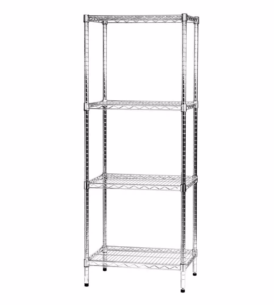 Scaffale in metallo Serena Group con 4 ripiani stile industrial, colore argento, L: 46 cm, P: 61 cm, H: 160 cm