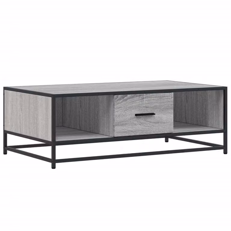 Tavolino Grigio Sonoma 100x57x35 cm Legno Multistrato e Metallo