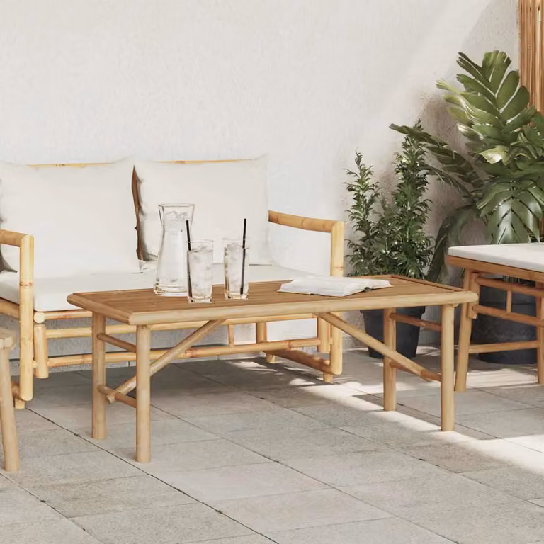 vidaXL Tavolino da salotto moderno in bambù marrone L: 110 cm, P: 50 cm, H: 43 cm