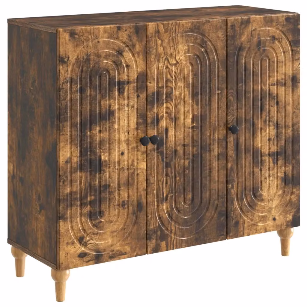 Credenza moderna vidaXL in legno MDF color rovere fumo marrone L: 89 cm, P: 34,5 cm, H: 80 cm – 2